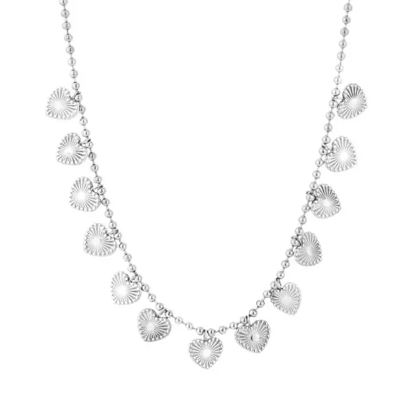 Bedelketting 13 hearts zilver