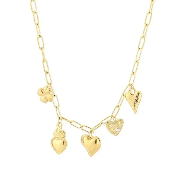 Bedelketting loving hearts goud