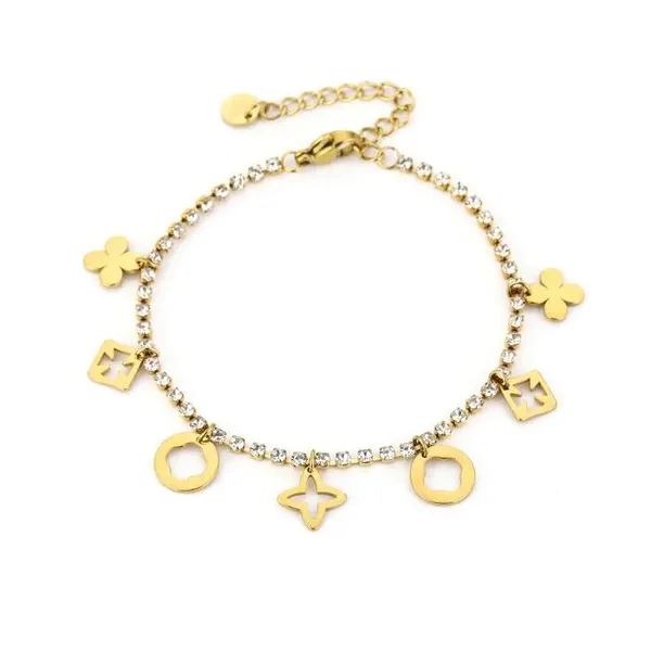 Armband strass klavers