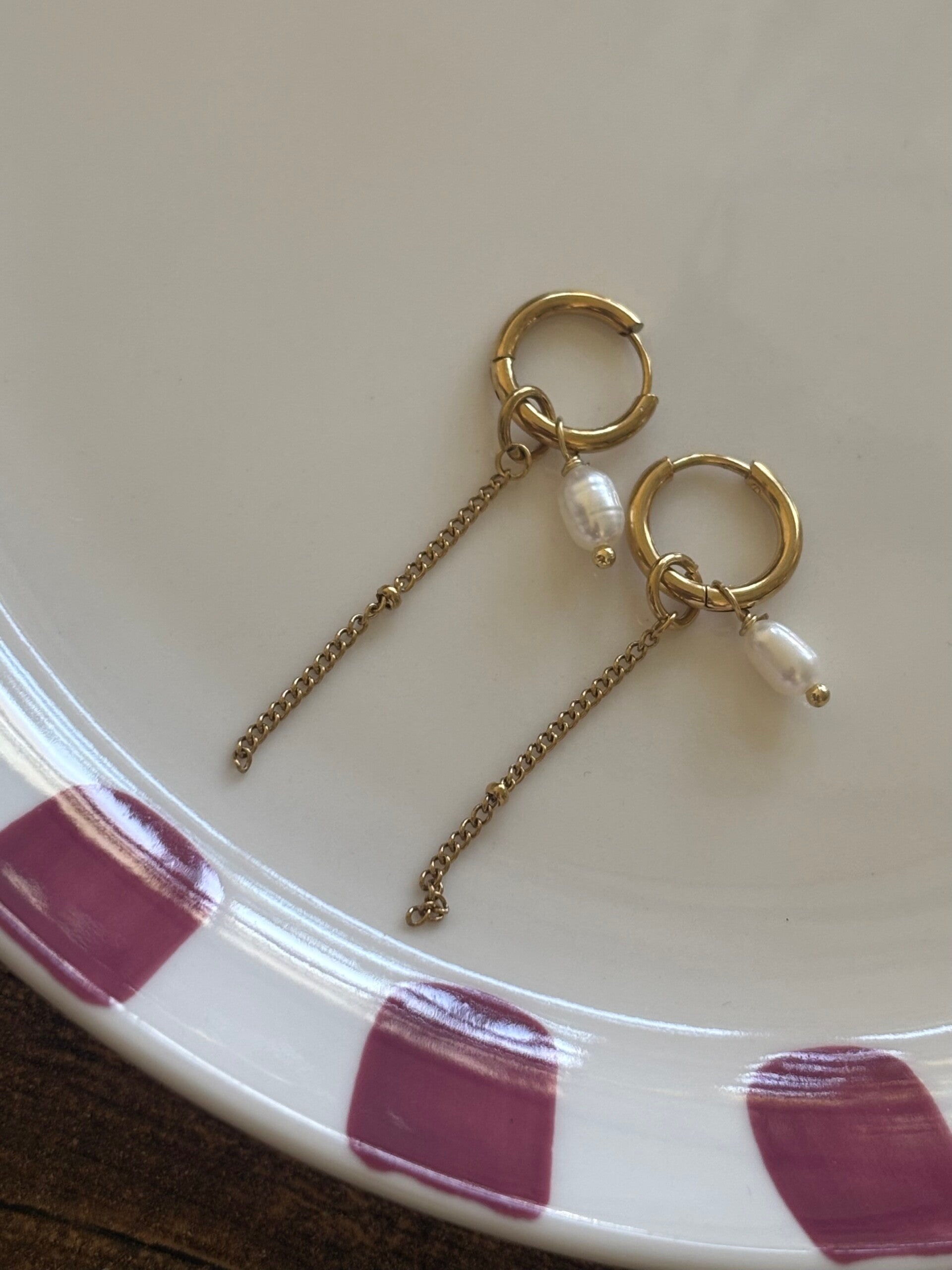 Oorbellen chain stone