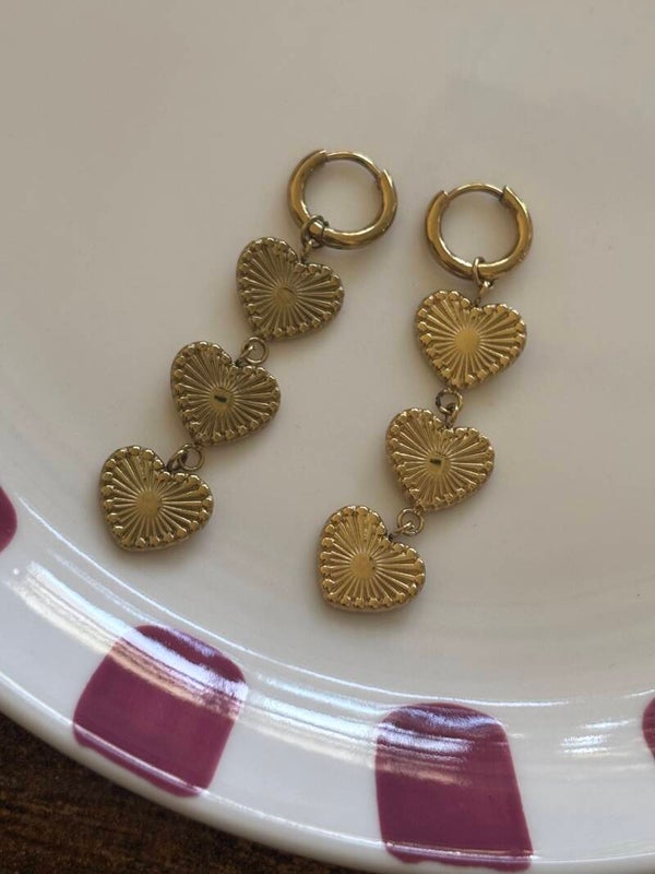 Oorbellen triple heart