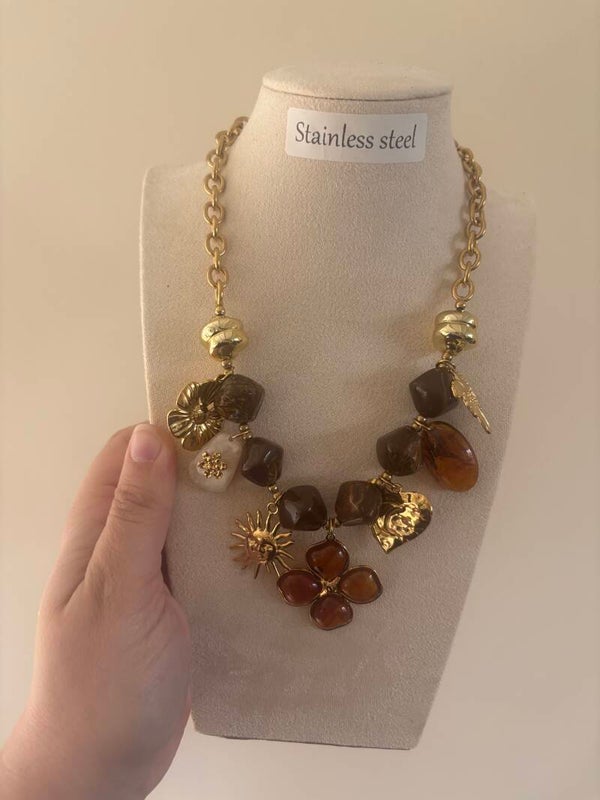Ketting flower party brown