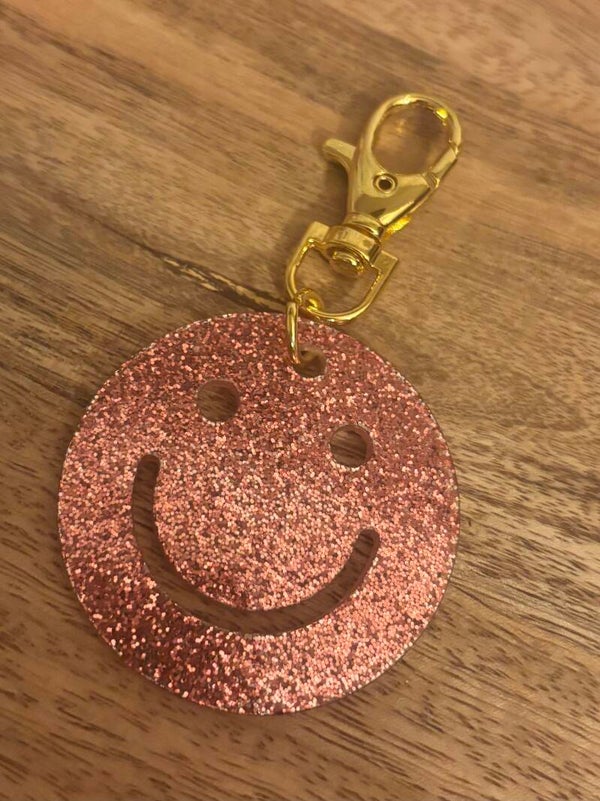 Sleutelhanger smiley pink