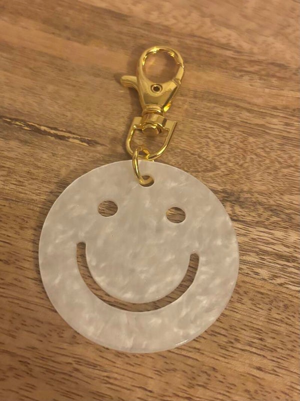 Sleutelhanger smiley white