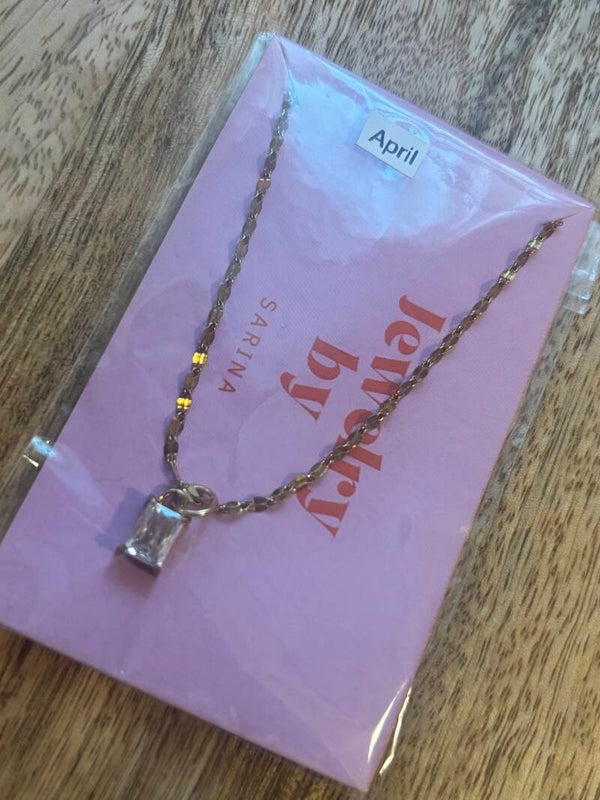 Geboortesteen ketting april goud
