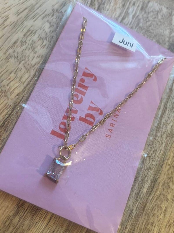 Geboortesteen ketting juni goud