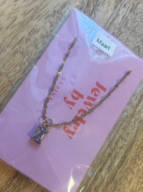 Geboortesteen ketting maart goud