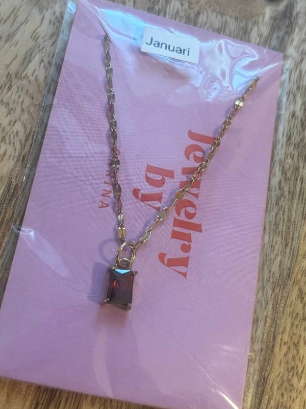 Geboortesteen ketting januari goud