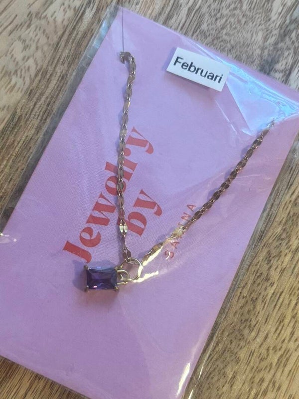 Geboortesteen ketting februari goud