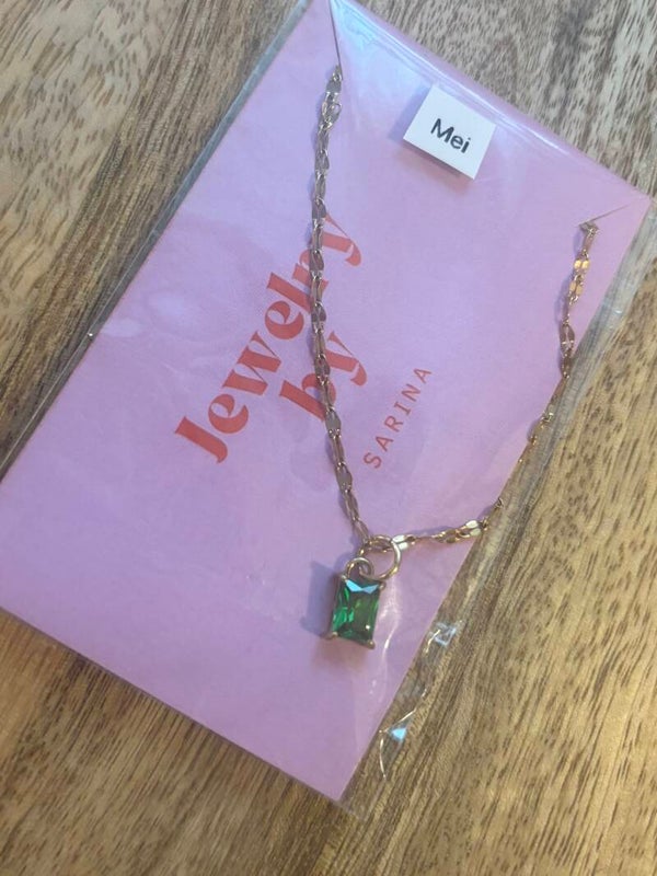 Geboortesteen ketting mei goud
