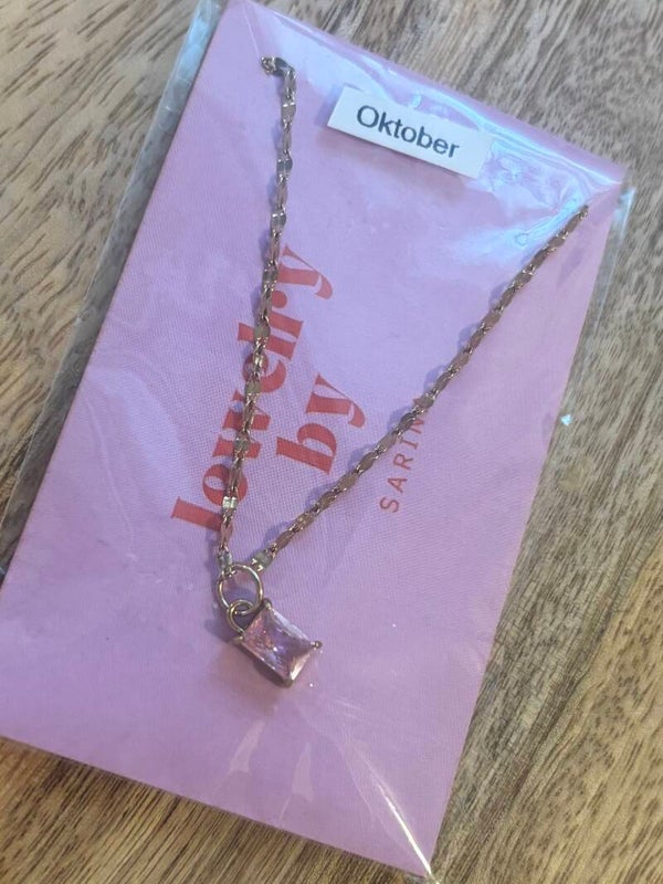 Geboortesteen ketting oktober goud
