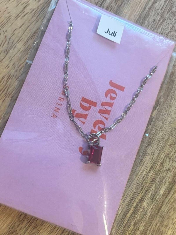 Geboortesteen ketting juli zilver