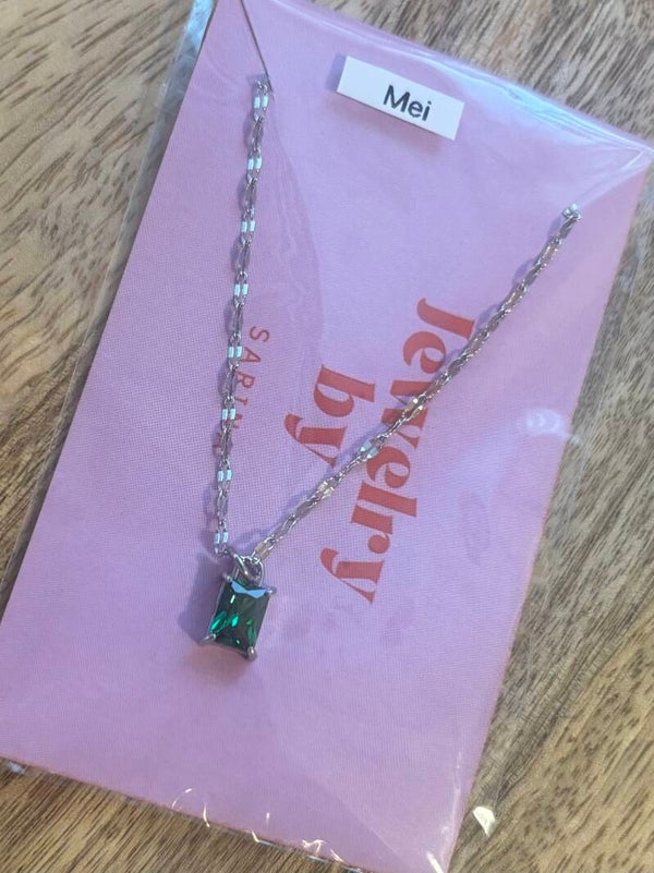 Geboortesteen ketting mei zilver