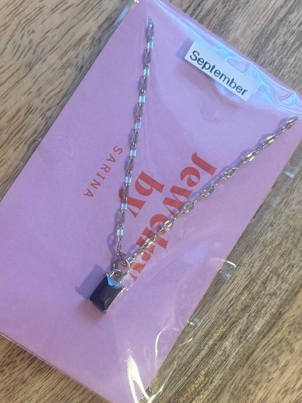 Geboortesteen ketting september zilver