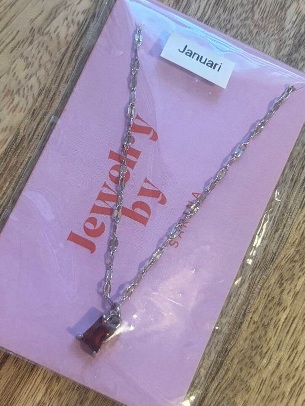 Geboortesteen ketting januari zilver