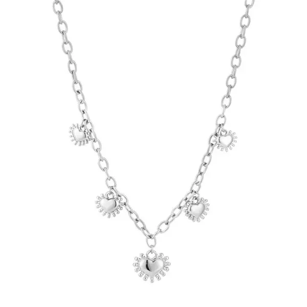 Ketting 5 bubbly hearts zilver