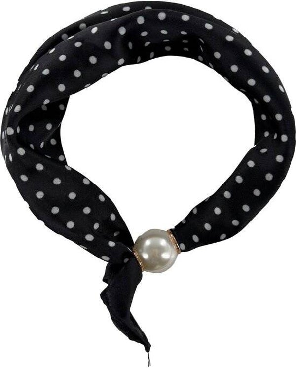 Sjaaltje met magneet sluiting - zwart polka dot