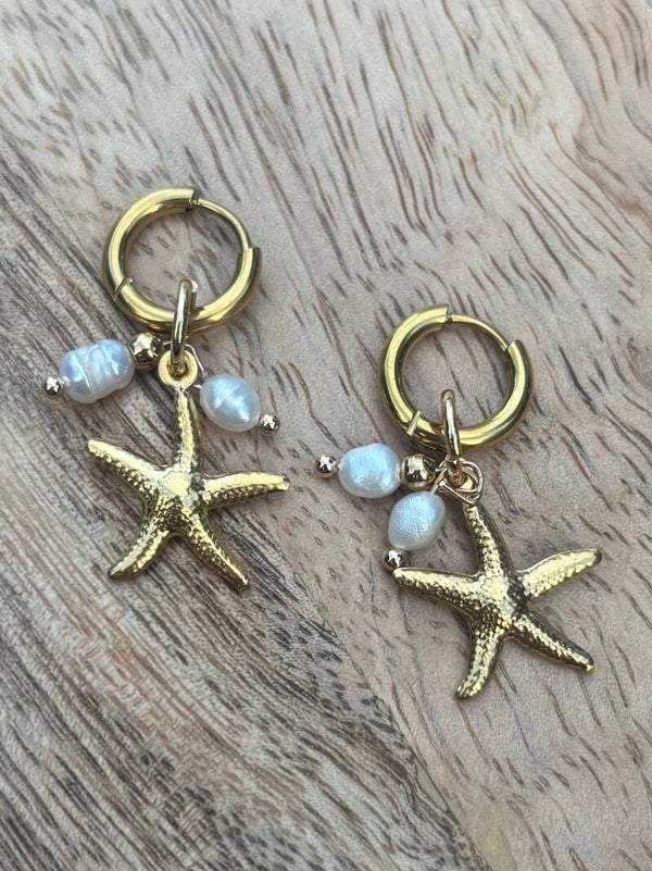 Oorbellen pearl seastar