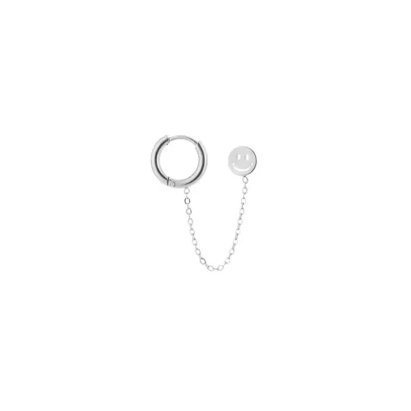 Oorbellen ear candy smiley zilver