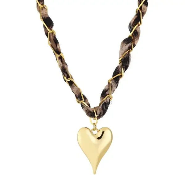 Ketting golden panter heart