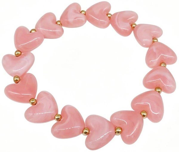 Armband hartjes licht roze