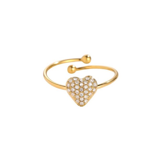 Ring small diamond heart goud