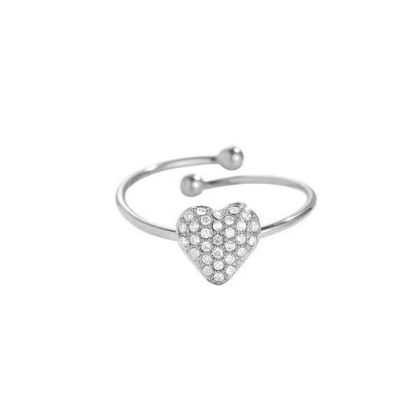 Ring small diamond heart zilver