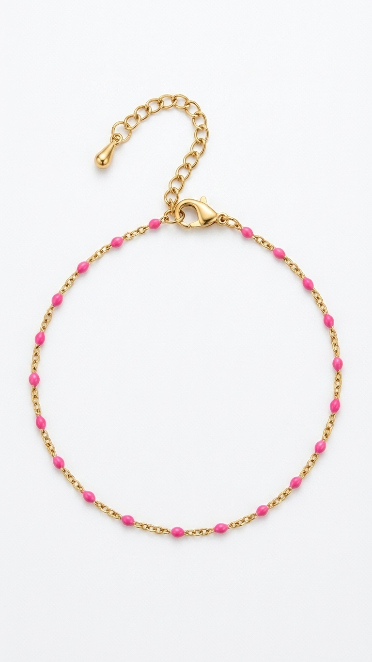 Enkelbandje pink dot