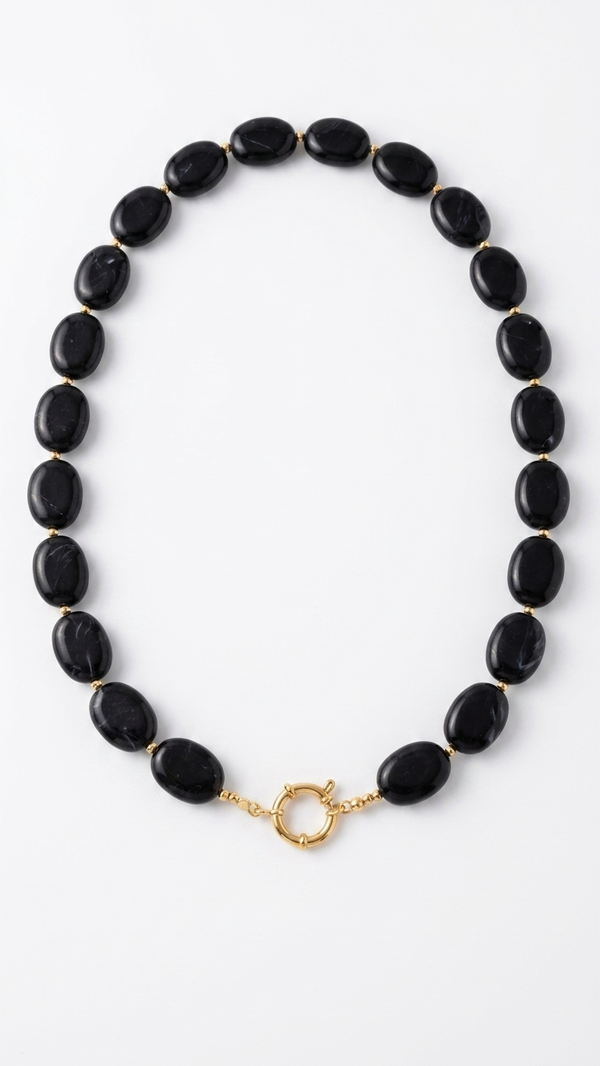 Ketting ovale kralen zwart