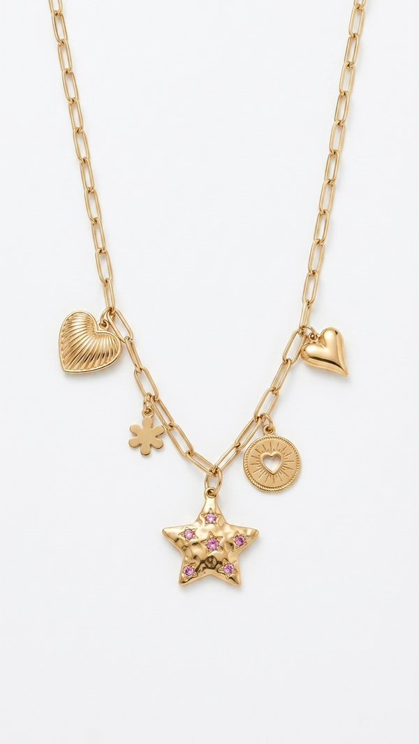 Bedelketting pink star