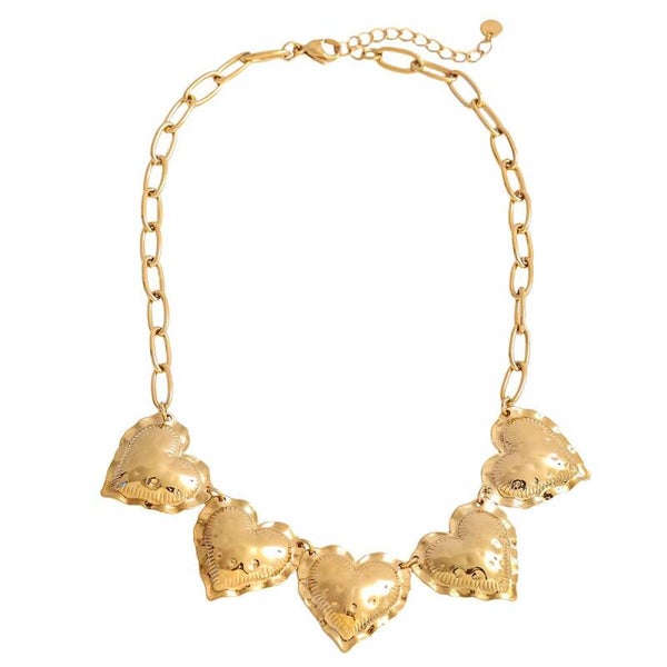 Ketting 5 harten statement goud
