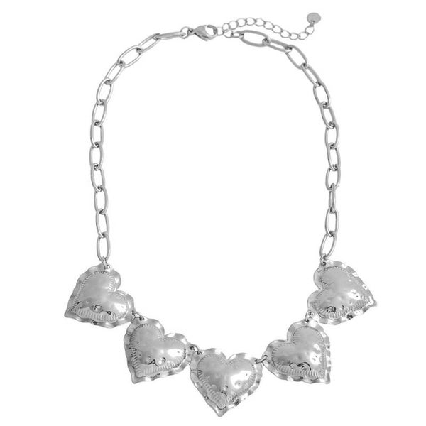 Ketting 5 harten statement zilver