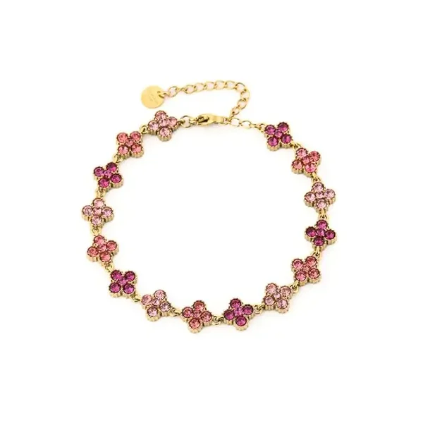 Armband strass klaver roze