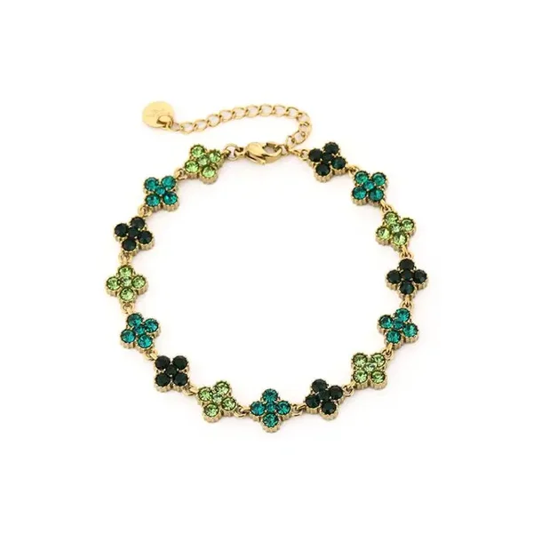 Armband strass klaver groen