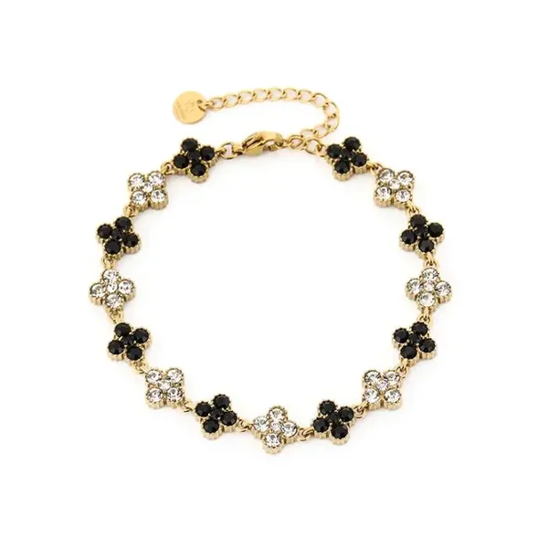 Armband strass klaver zwart