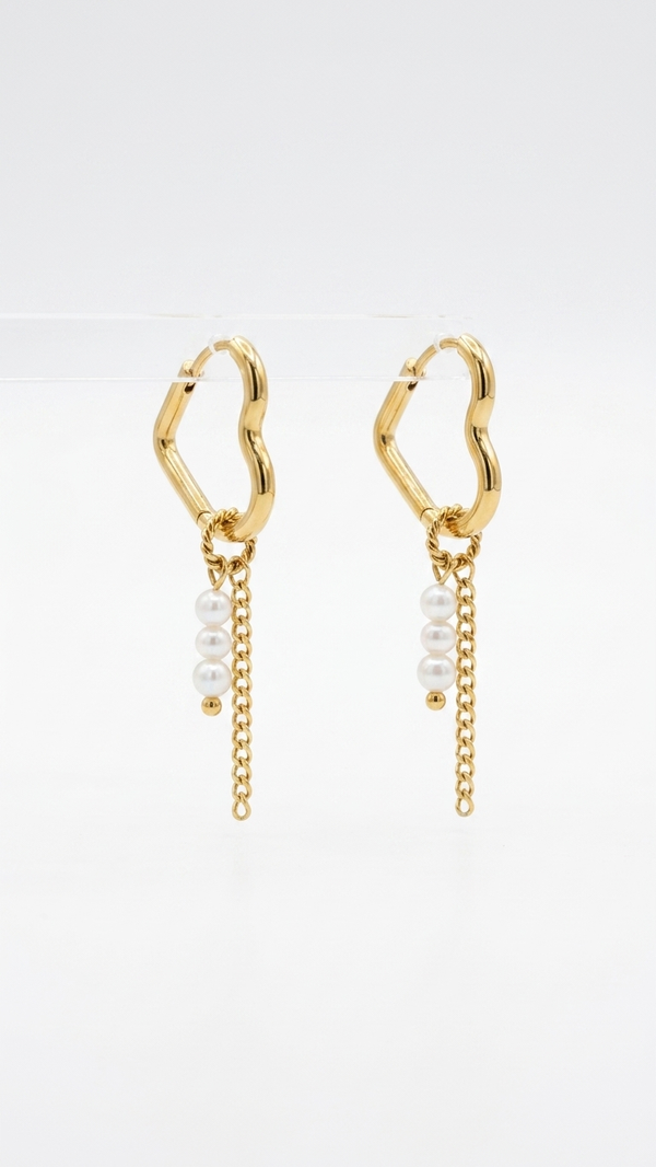 Oorbellen heart chain