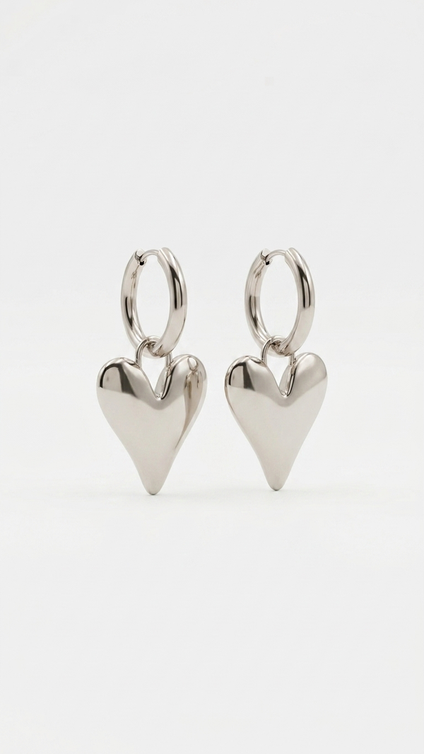 Oorbellen big heart zilver