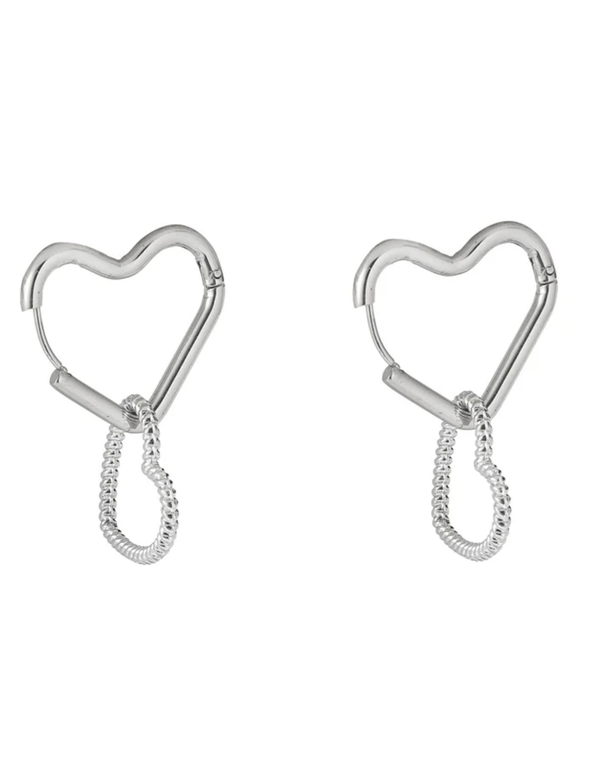 Oorbellen hart aan hart zilver