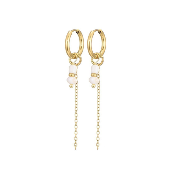 Oorbellen pearl chain