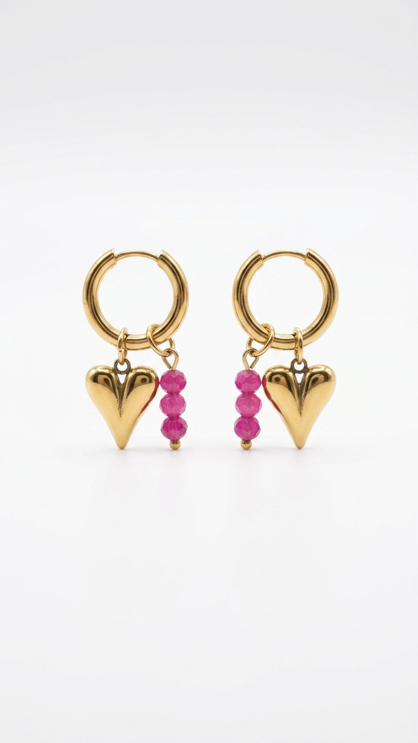 Oorbellen pink heart