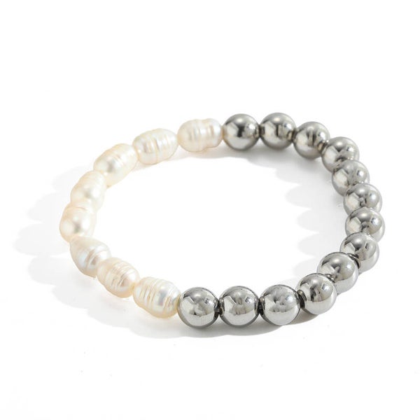 Bolletjes armband met parels zilver