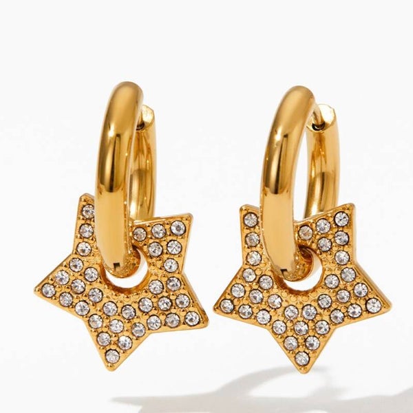 Oorbellen diamond stars goud