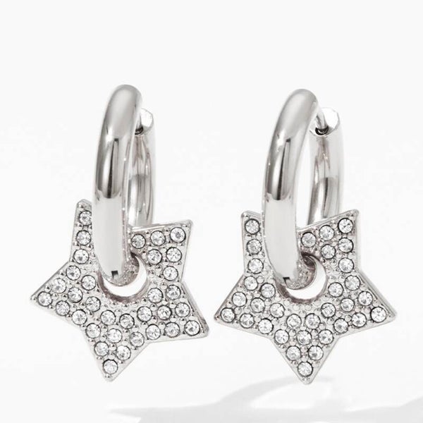 Oorbellen diamond stars zilver