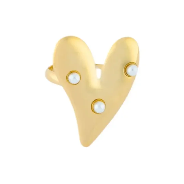 Ring hart met parels goud