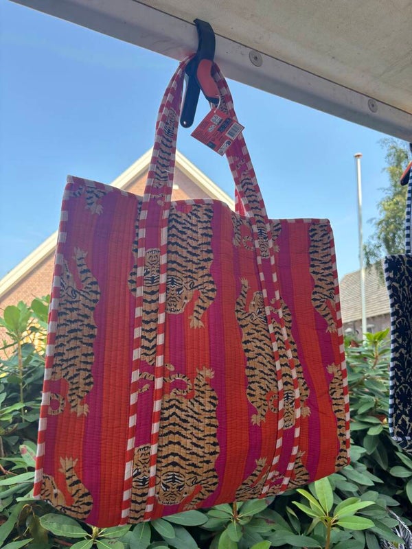 Ibiza shopper oranje roze