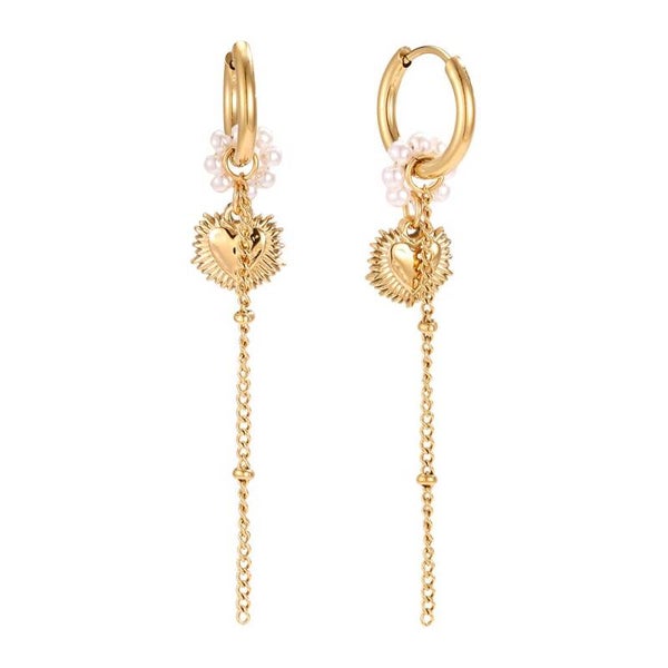 Oorbellen small heart pearl