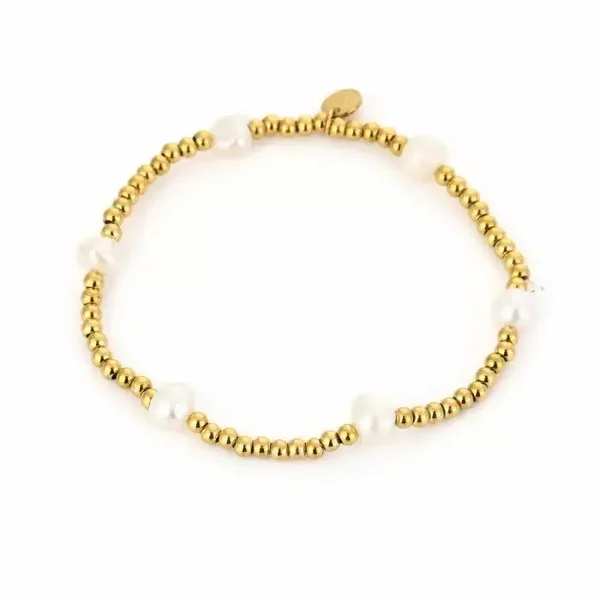 Bolletjes armband met parels goud