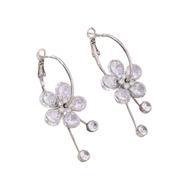 Oorbellen bloem glossy zilver