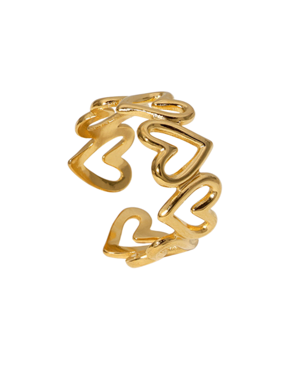 Ring open hearts goud
