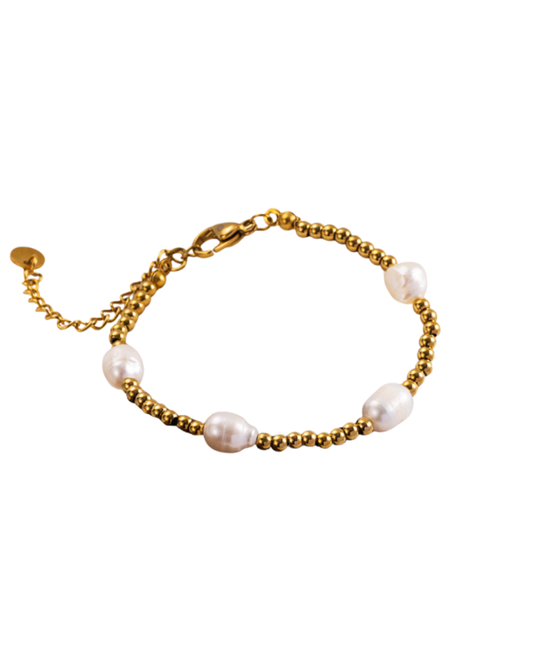 Armbandjes bolletjes met pearl goud